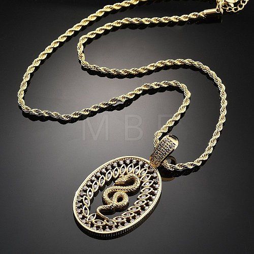 Brass Cubic Zirconia Pendant Necklaces for Women NJEW-U034-02B-G-1