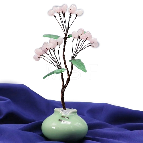 Manufacturer Wholesale Rose Quartz Lucky Money Tree Welcome Pine Purple Yellow Powder Crystal Jadeite Lucky Crystal Money Tree Feng Shui Ornament PW-WGD2556-01-1