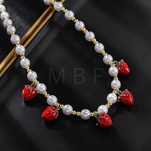 Brass Micro Pave Clear Cubic Zirconia Beaded Necklaces NJEW-Z059-04G-03-1