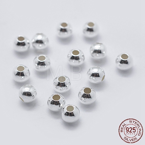 925 Sterling Silver Spacer Beads STER-K171-44S-4mm-1