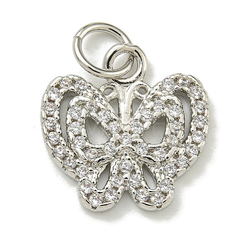 Rack Plating Brass Micro Pave Cubic Zirconia Charms KK-K386-08P-1