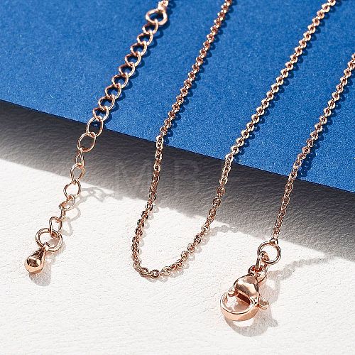 Brass Rolo Chains Necklaces for Women NJEW-D302-45RG-1