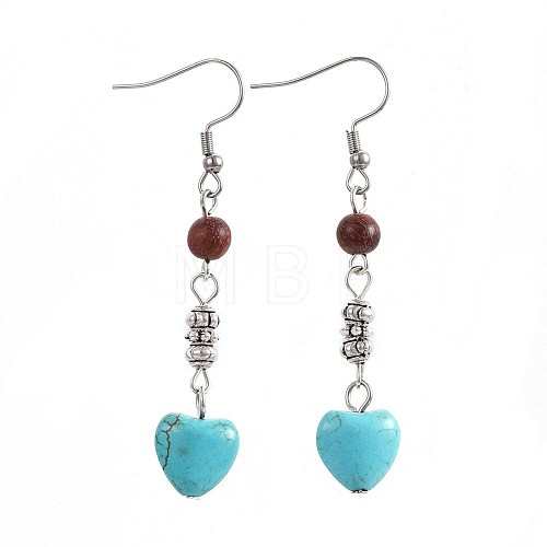 Synthetic Turquoise Dangle Earrings EJEW-JE02976-02-1