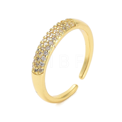 Brass Pave Cubic Zirconia Cuff Rings RJEW-U012-03G-04-1