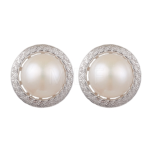 Natural Pearl Ear Studs EJEW-P286-01P-1