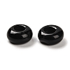 Natural Obsidian European Beads G-R488-02F-2