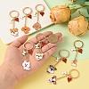 8Pcs 8 Styles Alloy Enamel Dog Heart Bone Pendant Keychain KEYC-YW00283-5