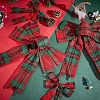 10Pcs 2 Style Christmas Theme Tartan Pattern Polyester Bowknot AJEW-CA0002-64-4