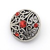 Antique Silver Zinc Alloy Rhinestone Flat Round Hollow Jewelry Snap Buttons X-SNAP-L002-15B-NR-1