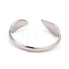 304 Stainless Steel Leaf Open Cuff Ring for Women RJEW-C025-25P-2
