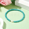 Synthetic Turquoise Rondelle & Natural Pearl Beaded Stretch Bracelets BJEW-JB09918-08-2