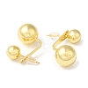 Rack Plating Brass Round Ball Front Back Stud Earrings X-EJEW-Q766-01G-2