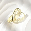 Heart Brass Natural Quartz Crystal Finger Rings RJEW-D304-01G-F-1