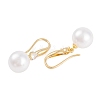 Rack Plating Brass Cubic Zirconia ABS Pearl Earring Hooks EJEW-S219-16G-05-2