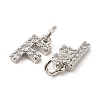 Brass Micro Pave Grade AAA Cubic Zirconia Charms ZIRC-P067-11P-F-NR-3