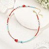 Handmade Lampwork Evil Eye & Glass & Natural Pearl Beaded Necklaces for Women NJEW-JN06425-1