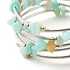 5-Loop Natural Amazonite Chip Beaded Wrap Bracelets for Women BJEW-JB01517-06-5