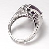 Teardrop Platinum Tone Brass Gemstone Adjustable Wide Band Rings RJEW-L062-02F-3