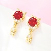Brass Micro Pave Cubic Zirconia Dangle Stud Earrings EJEW-F405-24G-3