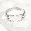 304 Stainless Steel Rock & Roll Hand Gesture Cuff Rings for Women Men RJEW-B118-02P-2