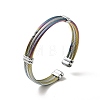 304 Stainless Steel Triple Layer Twist Rope Open Cuff Bangle for Women BJEW-P283-09M-4