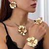 Flower Alloy Rhinestones Pendant Necklaces & Rings & Earring & Cuff Bangles Sets for Women FS-WGD7FD8-01-2