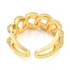 Curb Chains Shape Brass Open Cuff Rings with Cubic Zirconia RJEW-Q781-04G-3
