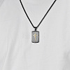 Duo Tone 304 Stainless Steel Pave Clear Cubic Zirconia Dog Tag Star Pendant Necklaces for Men WG48371-02-1