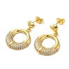 Ring Brass Micro Pave Clear Cubic Zirconia Stud Earrings for Women EJEW-A040-03G-1