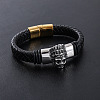 Punk Braided PU Leather Cord Bracelets KB8575-2-2