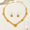 Elegant Brass Flower Charm Necklace & Earrings Sets for Women EH6760-5