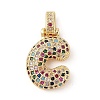 Brass Micro Pave Cubic Zirconia Pendants ZIRC-P121-01G-C-1