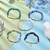 Natural Gemstone Chip & Cube Non-magnetic Synthetic Hematite Beaded Stretch Bracelets BJEW-JB10630-01-2