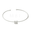 Rack Plating Brass Micro Pave Clear Cubic Zirconia Letter Open Cuff Bangles BJEW-A018-01P-M-2