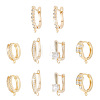 5 Pair 5 Style Brass Micro Pave Clear Cubic Zirconia Hoop Earring Findings KK-TA0001-17-2
