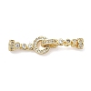 Ring Brass Micro Pave Clear Cubic Zirconia Fold Over Clasps KK-Z143-21G-1