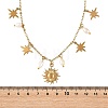 304 Stainless Steel & 201 Stainless Steel Sun Star Pendant Necklaces with Natural Pearl Beads for Women NJEW-JN06527-4