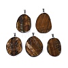 Natural Tiger Eye Pendants G-N362-04P-02-1