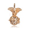 Golden Plated Brass Hollow Round Cage Pendants KK-J252-09G-1