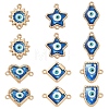 12Pcs 6 Styles Alloy Enamel Blue Evil Eye Links Connector Charms with Resin ENAM-YW0009-25-1