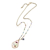 Printed Alloy Enamel Pear & Brass Enamel Evil Eye Pendant 304 Stainless Steel Enamel Dapped Chain Necklaces for Women NJEW-JN06361-4