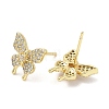 Rack Plating Brass Micro Pave Clear Cubic Zirconia Stud Earrings for Women EJEW-M260-13G-B-2