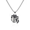 201 Stainless Steel Enamel Black Cat Shape with Book Pendant Necklaces FS-WG449EB-02-2