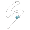 4Pcs 4 Color Dyed Synthetic Turquoise Horse with Shell Pearl Beads Pendant Necklaces NJEW-JN05895-6