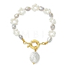 Natural Baroque Nucleated Baroque Keshi Pearl Charm Bracelets BJEW-JB14098-3