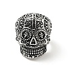 316 Stainless Steel Skull with Cross Finger Ring RJEW-C030-02A-AS-2