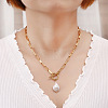 Natural Keishi Pearl Teardrop Pendant 304 Stainless Steel Paperclip Chain OT Necklaces for Women WG5218A-01-2