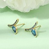 Brass Micro Pave Cubic Zirconia Stud Earrings EJEW-G471-14G-5