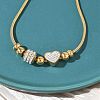 European Style Polymer Clay Rhinestones & 201 Stainless Steel Beaded Bracelets BJEW-G765-01G-01-3