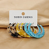 3 Pairs Alloy Acrylic Hoop Earrings FS-WG99021-04-1